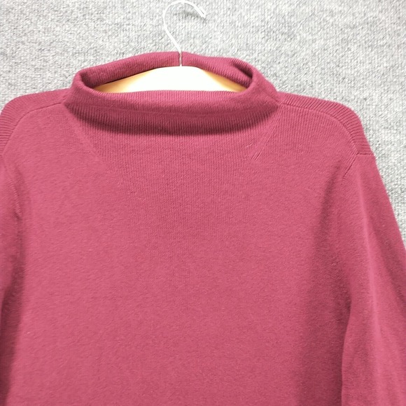J. Jill Women's Pullover Knit Sweater Red Burgundy Medium Long Sleeve Mock Neck - Picture 3 of 13